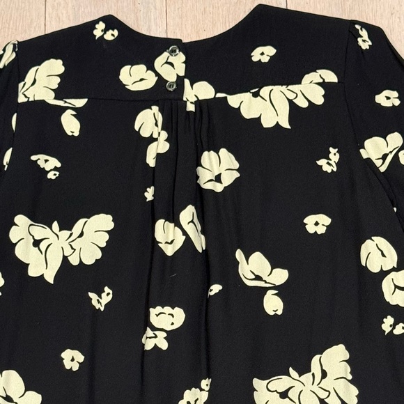 A.P.C. Black Long Sleeve Midi Dress with Cream Floral Print size 36 (US 4) - Picture 4 of 6